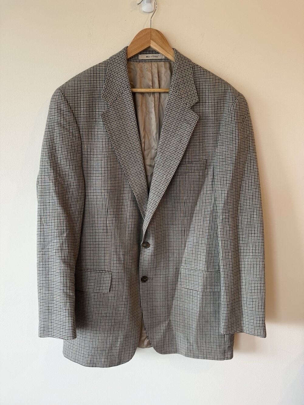 Vintage Chaps Ralph Lauren Men's 42 R Wool Blazer Sport Coat Houndstooth preppy